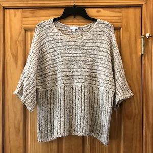 J.Jill Pure Jill Kimono Sleeve Knit Pullover Sweater Top - Speckled Oatmeal